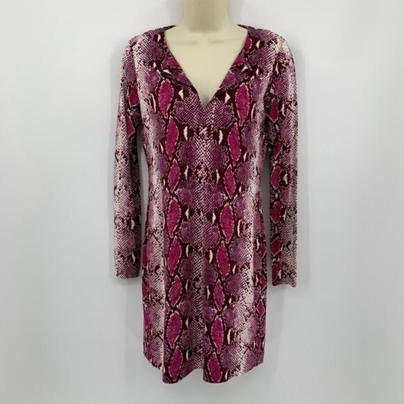 DVF Diane von Furstenberg Reina Python pink silk snake tunic dress new 6 - Picture 1 of 6